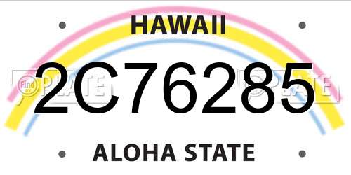 2C76285 Hawaii License Plate