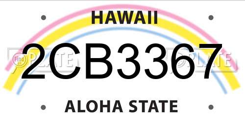 2CB3367 Hawaii License Plate
