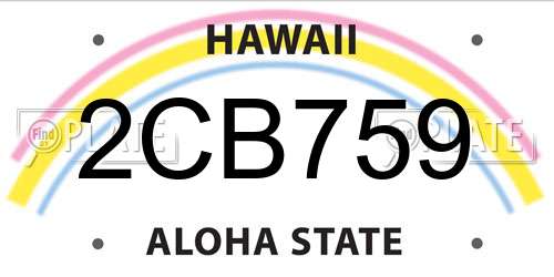 2CB759 Hawaii License Plate