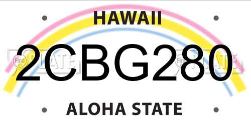 2CBG280 Hawaii License Plate