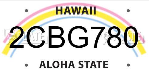 2CBG780 Hawaii License Plate