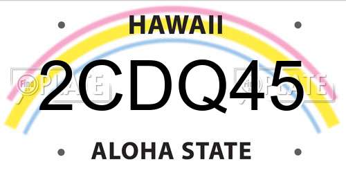 2CDQ45 Hawaii License Plate