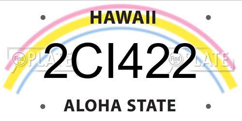 2CI422 Hawaii License Plate