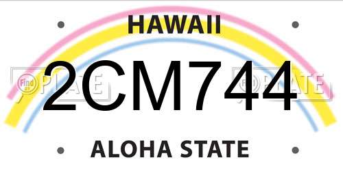 2CM744 Hawaii License Plate
