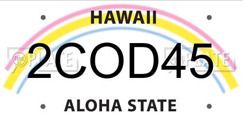 2COD45 Hawaii License Plate