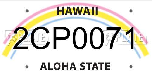 2CP0071 Hawaii License Plate