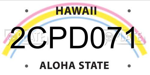 2CPD071 Hawaii License Plate
