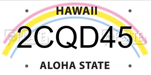 2CQD45 Hawaii License Plate