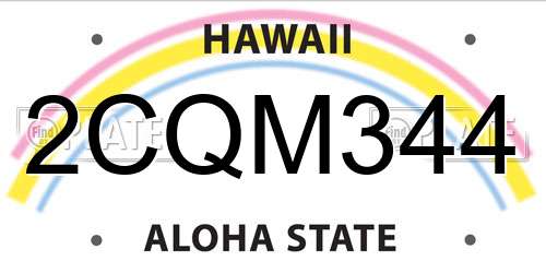 2CQM344 Hawaii License Plate