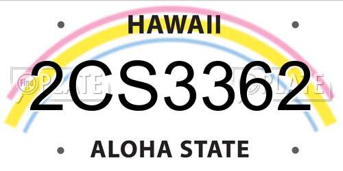 2CS3362 Hawaii License Plate