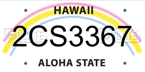 2CS3367 Hawaii License Plate