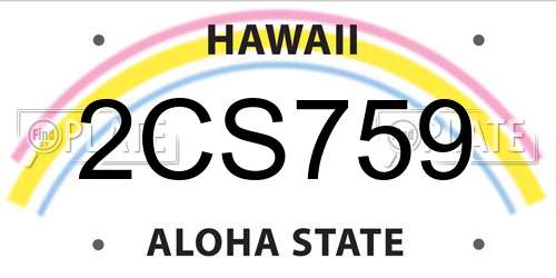 2CS759 Hawaii License Plate