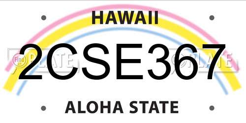 2CSE367 Hawaii License Plate