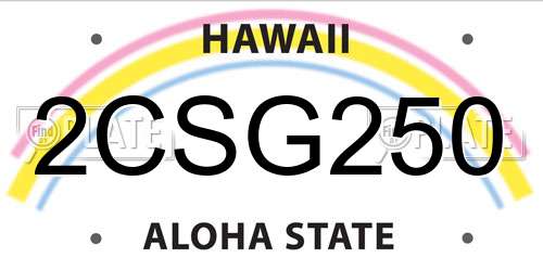 2CSG250 Hawaii License Plate