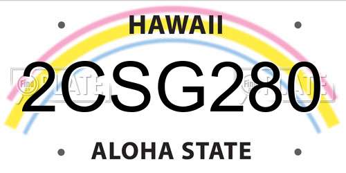 2CSG280 Hawaii License Plate