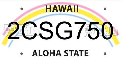 2CSG750 Hawaii License Plate