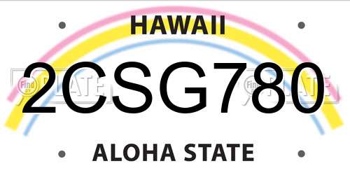 2CSG780 Hawaii License Plate