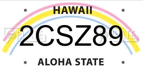 2CSZ89 Hawaii License Plate