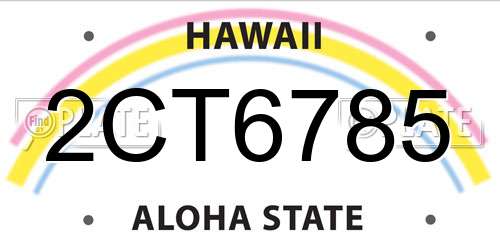 2CT6785 Hawaii License Plate