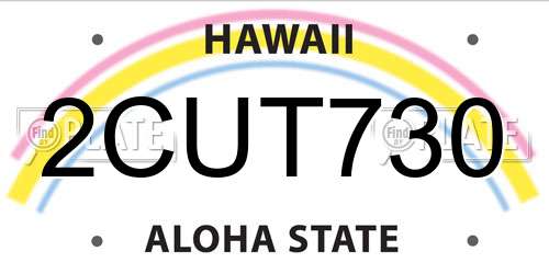 2CUT730 Hawaii License Plate