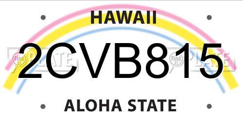 2CVB815 Hawaii License Plate