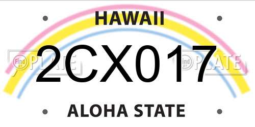 2CX017 Hawaii License Plate