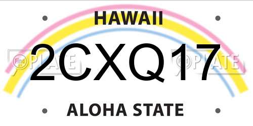 2CXQ17 Hawaii License Plate