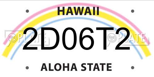 2D06T2 Hawaii License Plate