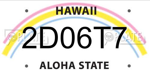 2D06T7 Hawaii License Plate