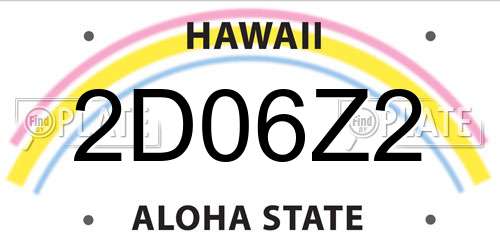 2D06Z2 Hawaii License Plate