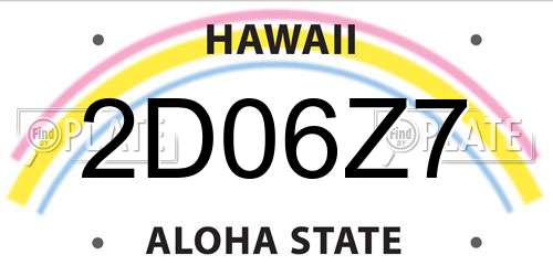 2D06Z7 Hawaii License Plate