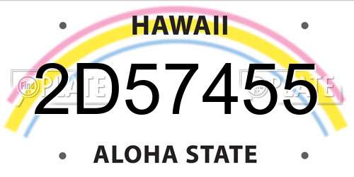 2D57455 Hawaii License Plate