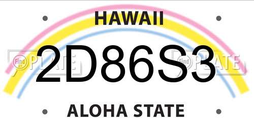 2D86S3 Hawaii License Plate