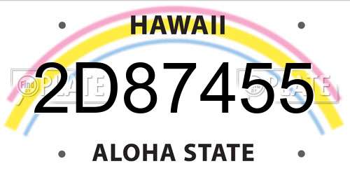 2D87455 Hawaii License Plate