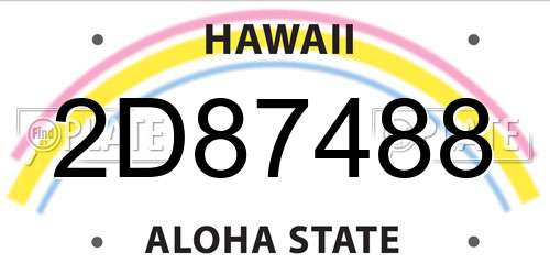 2D87488 Hawaii License Plate