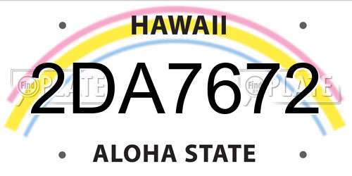 2DA7672 Hawaii License Plate