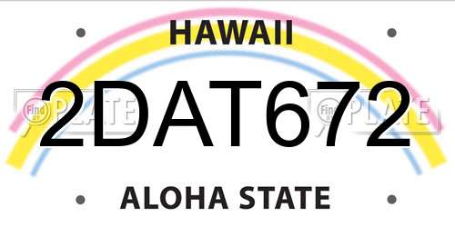 2DAT672 Hawaii License Plate