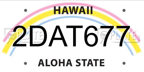 2DAT677 Hawaii License Plate