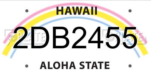 2DB2455 Hawaii License Plate