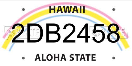 2DB2458 Hawaii License Plate