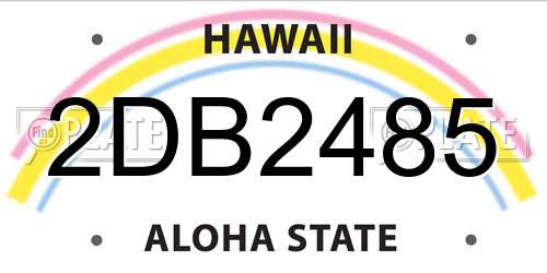 2DB2485 Hawaii License Plate