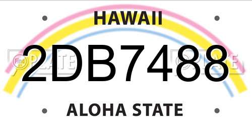 2DB7488 Hawaii License Plate
