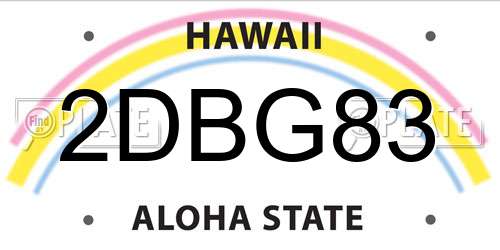 2DBG83 Hawaii License Plate