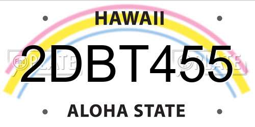 2DBT455 Hawaii License Plate