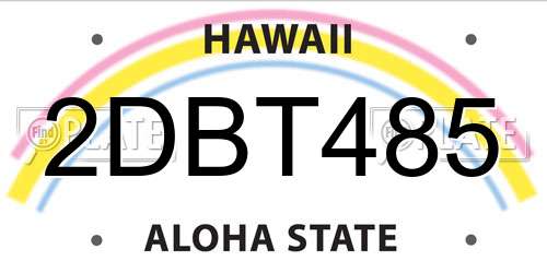 2DBT485 Hawaii License Plate