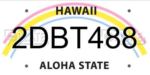 2DBT488 Hawaii License Plate