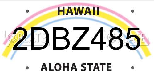 2DBZ485 Hawaii License Plate