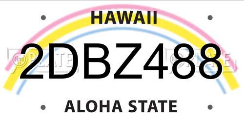 2DBZ488 Hawaii License Plate