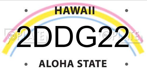2DDG22 Hawaii License Plate