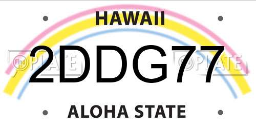 2DDG77 Hawaii License Plate